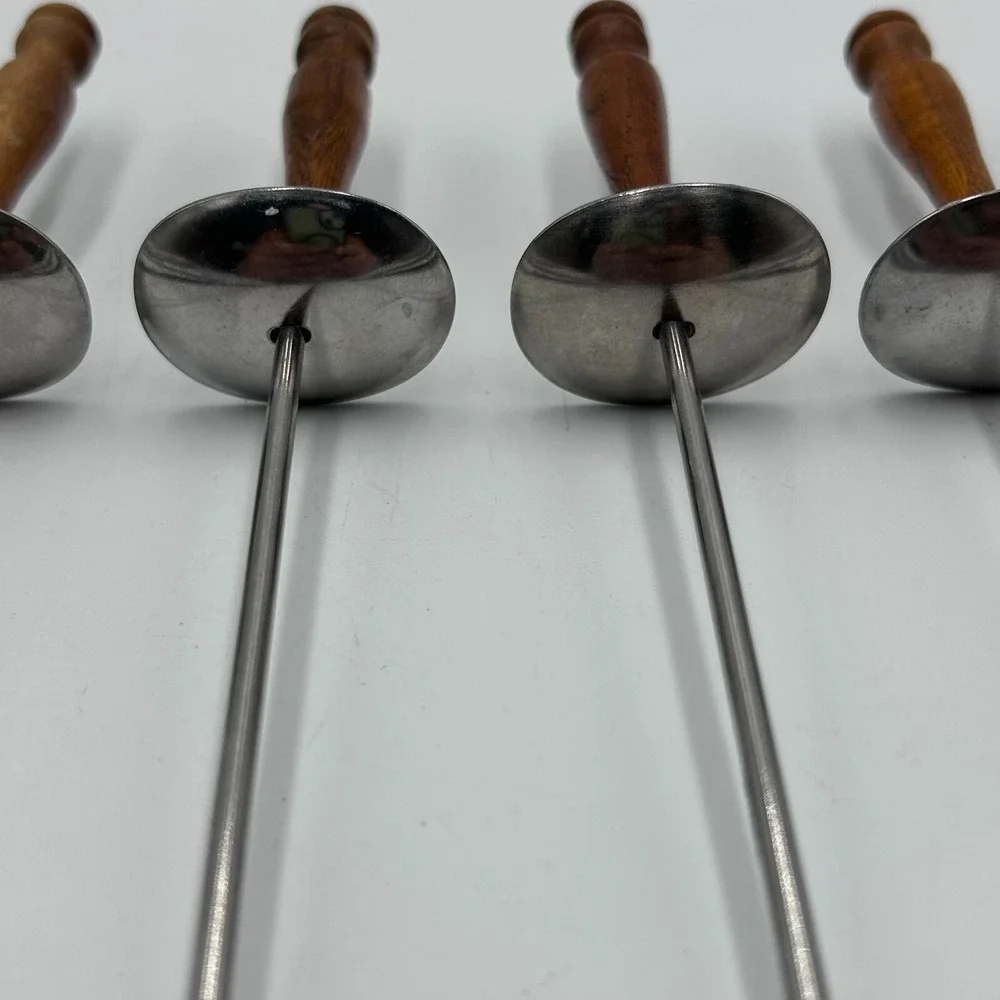 MCM Edelstahl Rostfrei Fondue Forks 6 Ea Germany Stainless Steel 2Prong Wood 11